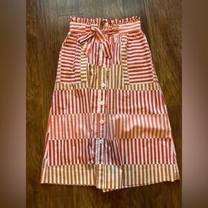 Who What Wear Red and White Striped A-Line Skirt